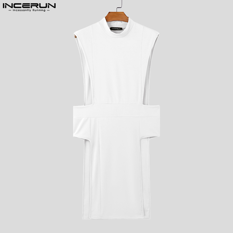 INCERUN-Débardeurs simples à col rond pour hommes, conception à ourlet irrégulier, documents solides, gilets simples, beau, printemps, 2025