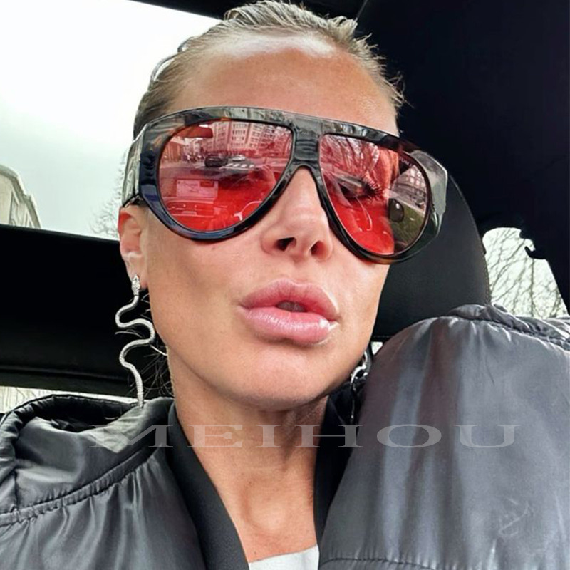 Marque surdimensionné pilote lunettes de soleil pour femmes mode grand cadre rouge Punk lunettes de soleil hommes Vintage luxe concepteur coupe-vent populaire