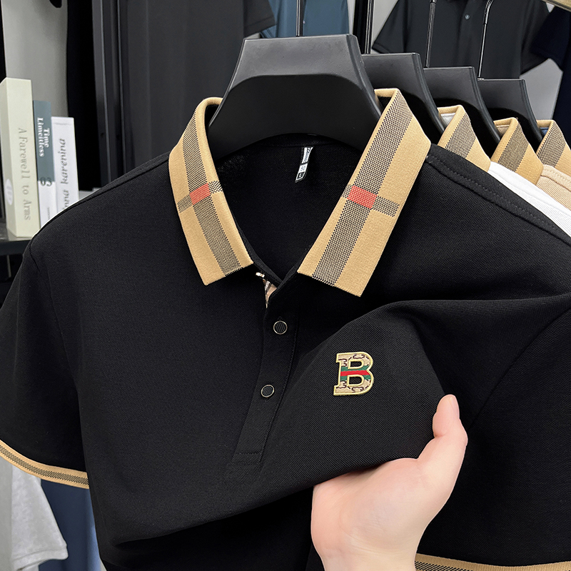 Polo à manches courtes de marque de luxe pour homme, nouveau t-shirt Paul en coton et soie respirant haut de gamme, mode décontractée pour homme