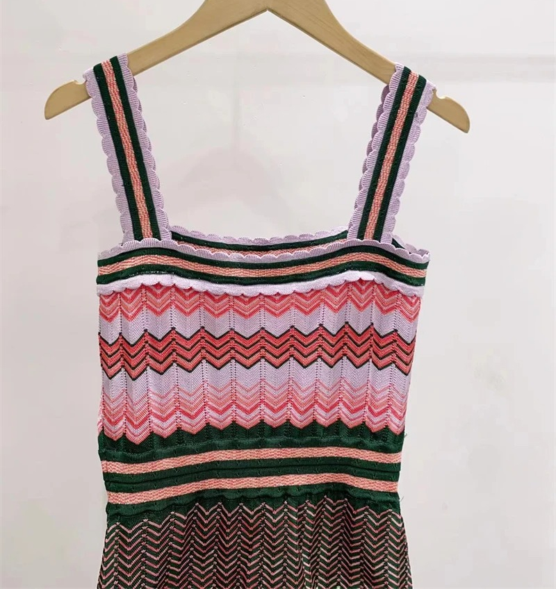 Robe débardeur sans manches à col rond pour femme, coupe cintrée, en tricot dégradé, nouvelle collection automne 2025