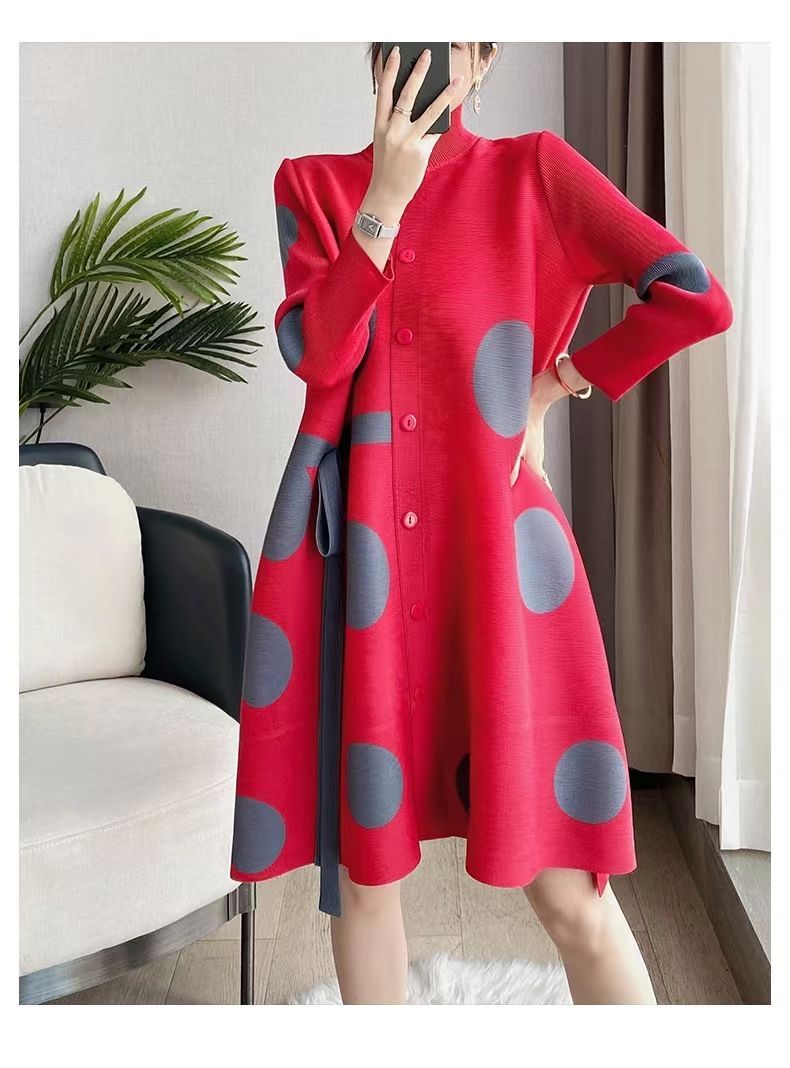 Manteau coupe-vent imprimé à pois pour femme, manteau à simple boutonnage pour femme, printemps et automne
