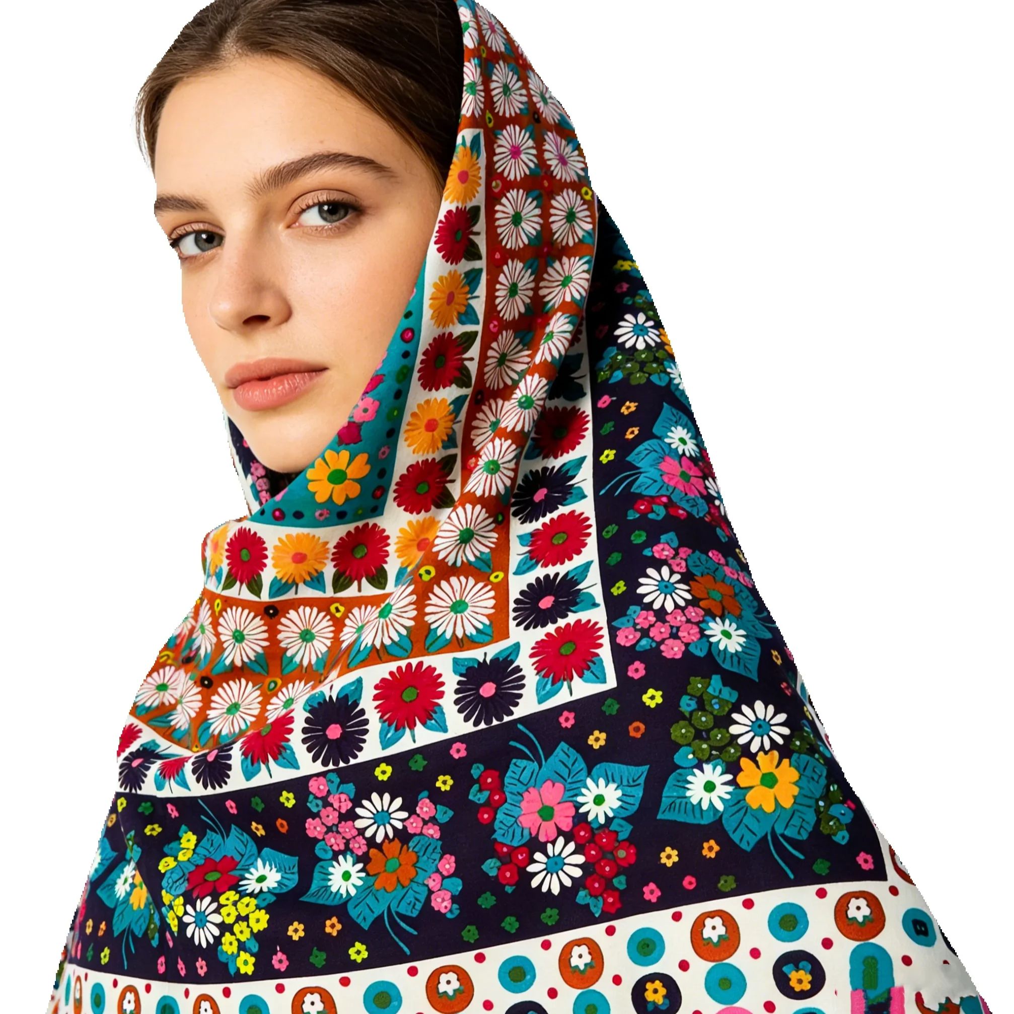Écharpes en soie pour femmes, foulards de luxe haut de gamme 	 Écharpe carrée au design graffiti, 120cm X 120cm, foulard fin