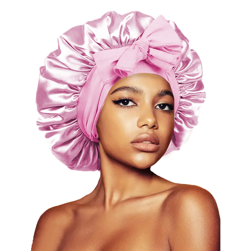 Bonnet en satin extra large avec nœud pour cheveux naturels, bonnet de nuit réversible en soie pour tresses, protection ajustable pour les cheveux la nuit