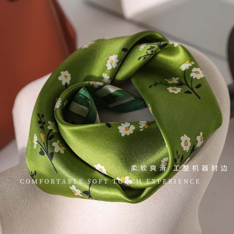 Foulard carré 100% soie de luxe pour femme, Hijab, Bandeau pour cheveux, Écharpe, Ruban, Foulard pour le cou