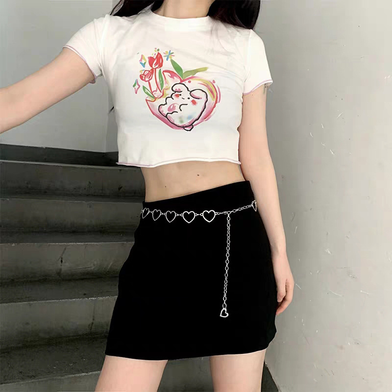 Ceinture chaîne cœur tendance pour femme, ceinture ajustable argentée à taille haute, longueur 110 cm, modèle de créateur avec chaîne à pompons