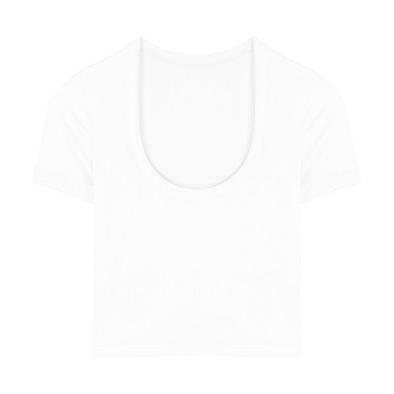 T-shirt slim à manches courtes pour femme, haut élastique, blanc, coton, été