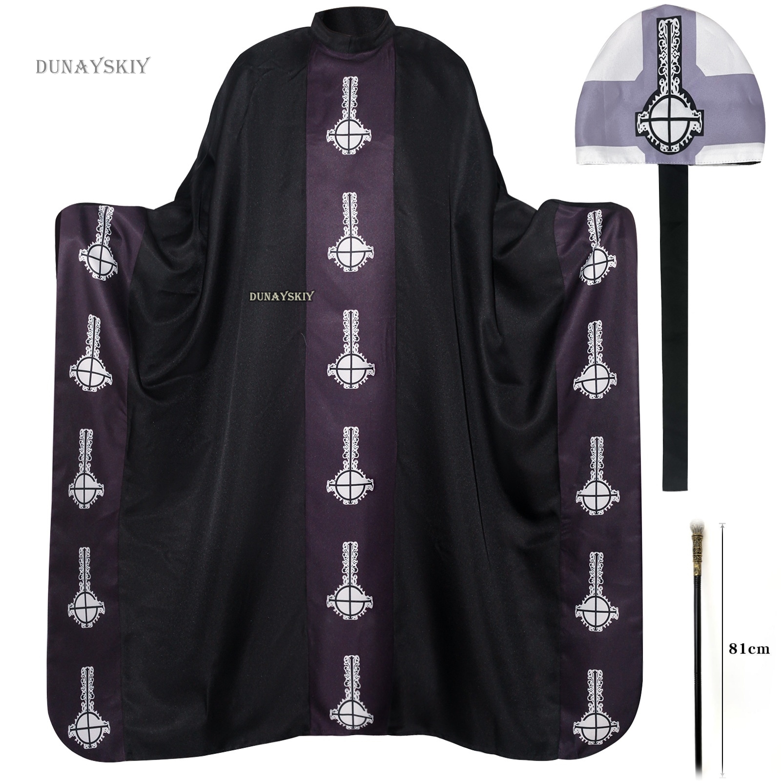 Costume de cosplay émérite médiéval, cape de papa, Everak noire du moyen âge avec chapeau, ensemble complet pour adulte, fête d'Halloween trempée
