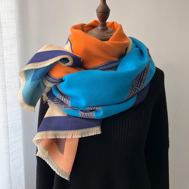 Écharpe Pashmina pour femme, châles et enveloppes, couverture en cachemire, étoles chaudes et épaisses pour l'extérieur, Bufanda, nouvelle collection automne hiver 2023