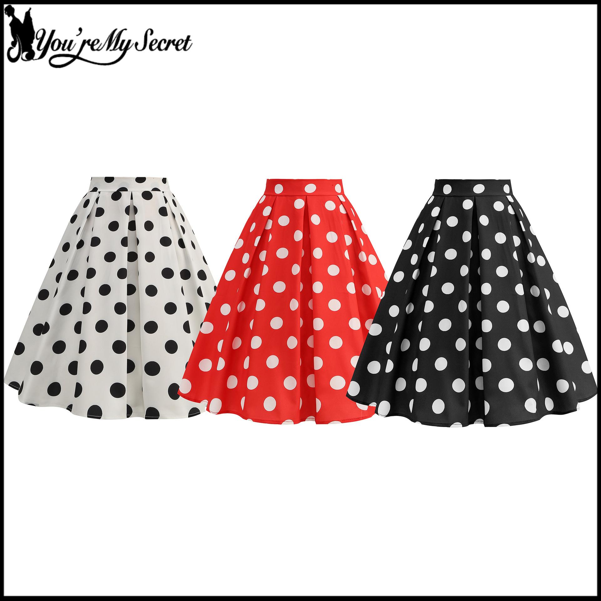 [You're My Secret] Jupe de fête années 50 et 60 pour femmes, jupe à pois rockabilly, robe vintage pin-up, vêtements d'été pour femmes