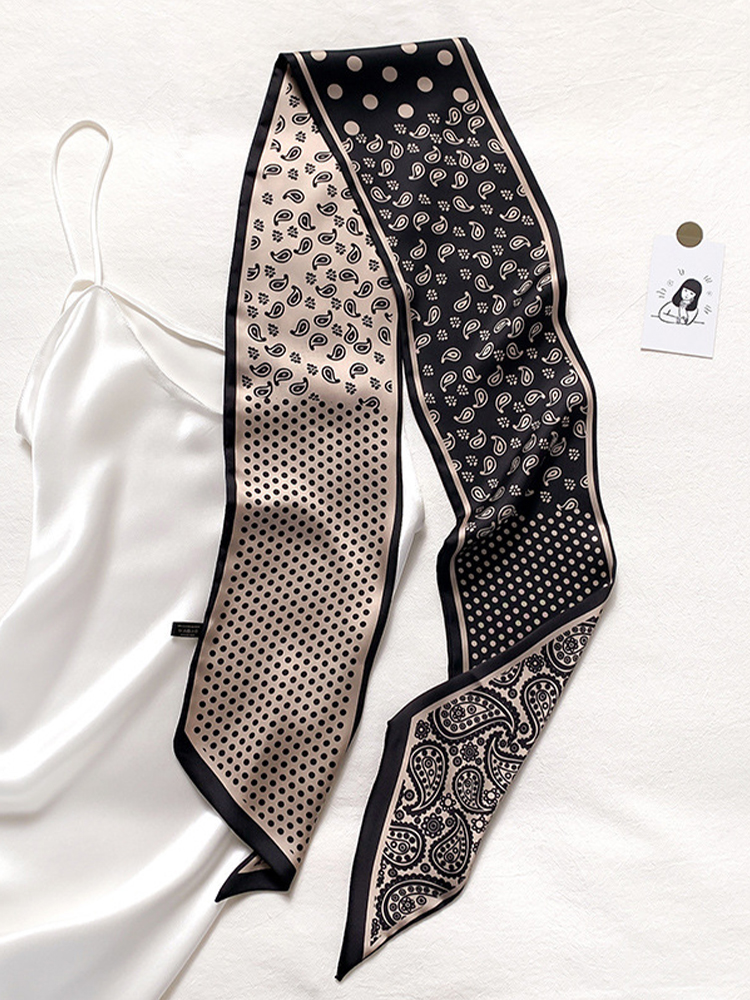 2025 foulard imprimé noix de cajou foulard en soie ruban mince foulard en soie femme étroit Long multi-fonctionnel ruban décoratif écharpe