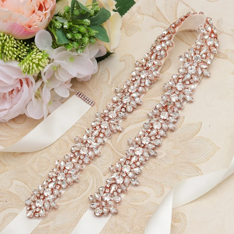JLZXSY – ceinture en cristal pour robe de mariée, couleur argent, or Rose, faite à la main, luxueuse, ornée de strass