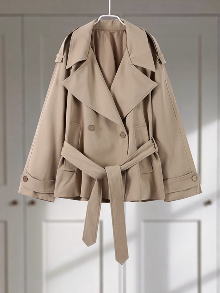 Vestes décontractées pour femmes, col en V, manches longues, épaulettes, Double boutonnage, manteaux avec ceinture, mode Chic, vêtements d'extérieur solides, automne 2025