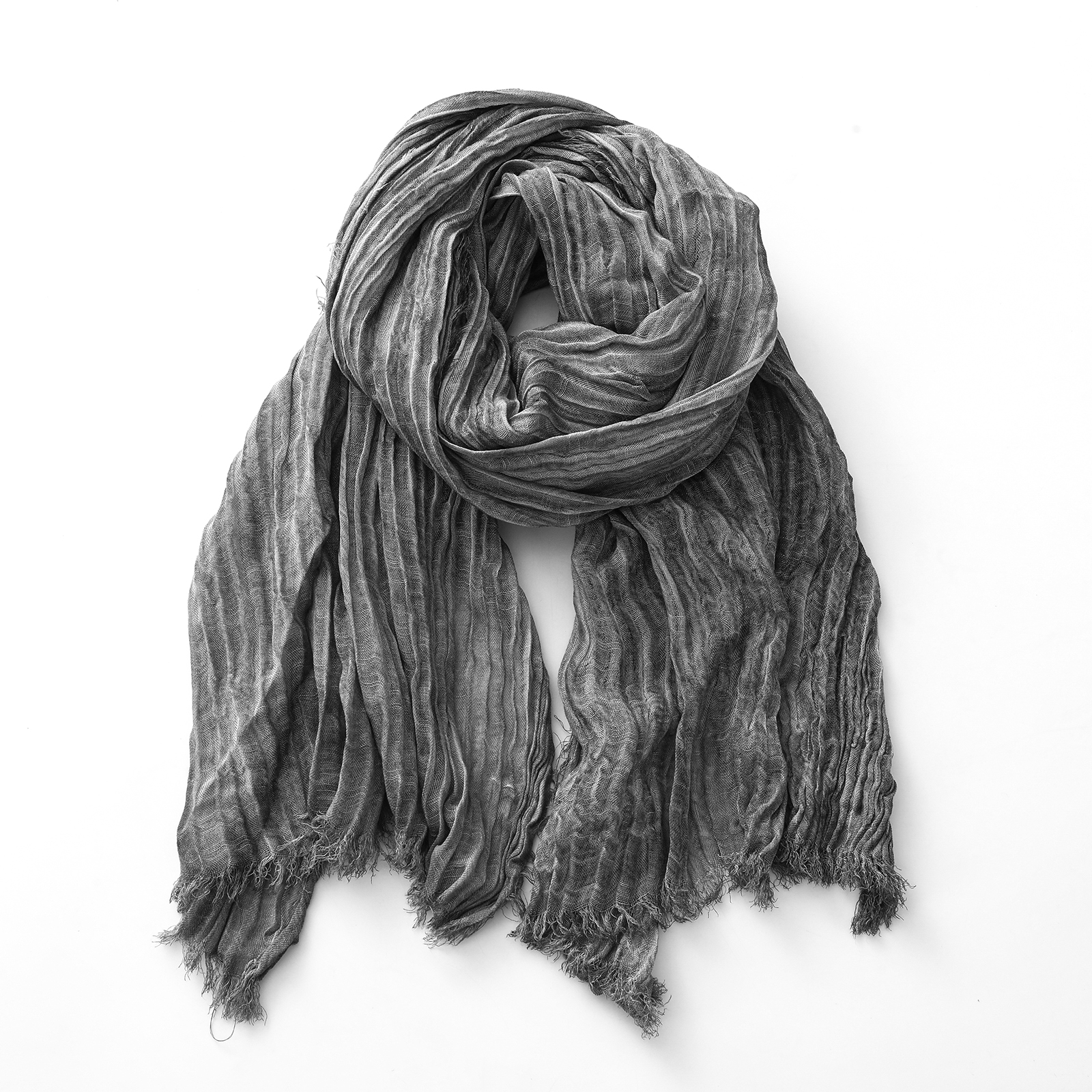 Écharpe en coton et lin froissé pour hommes et femmes, foulard chaud noir doux, châles enveloppants, accessoires masculins, automne hiver