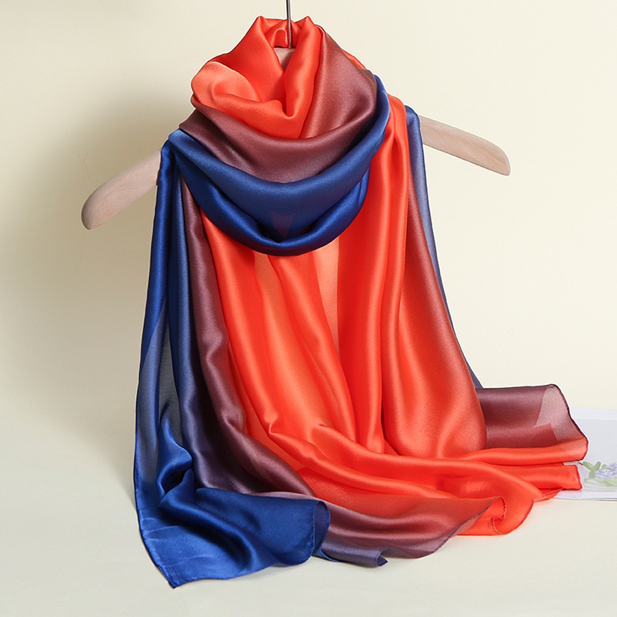 Mode dame dégradé couleur longue enveloppement femmes châle en mousseline de soie écharpe foulards décontracté femmes écharpe Feminino femme accessoire