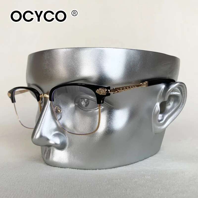 Lunettes de lecture unisexes élégantes à demi-monture en métal pour hommes et femmes, Protection des yeux, Anti-lumière bleue, lunettes d'affaires de haute qualité