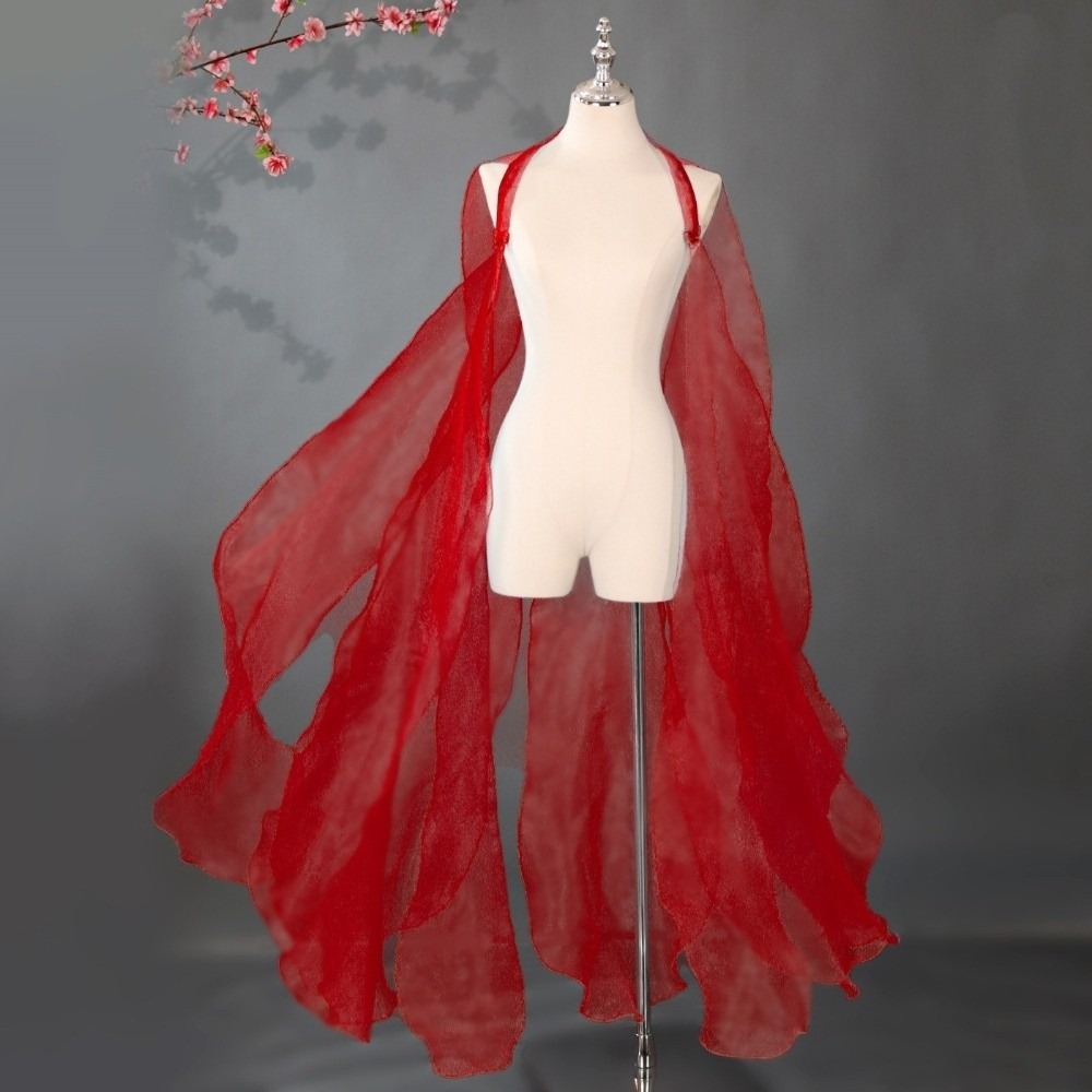 Cape en organza de style ancien avec bretelles, châle long de style chinois pour fête, tenue de danse féerique, costume de danse, cape fluide