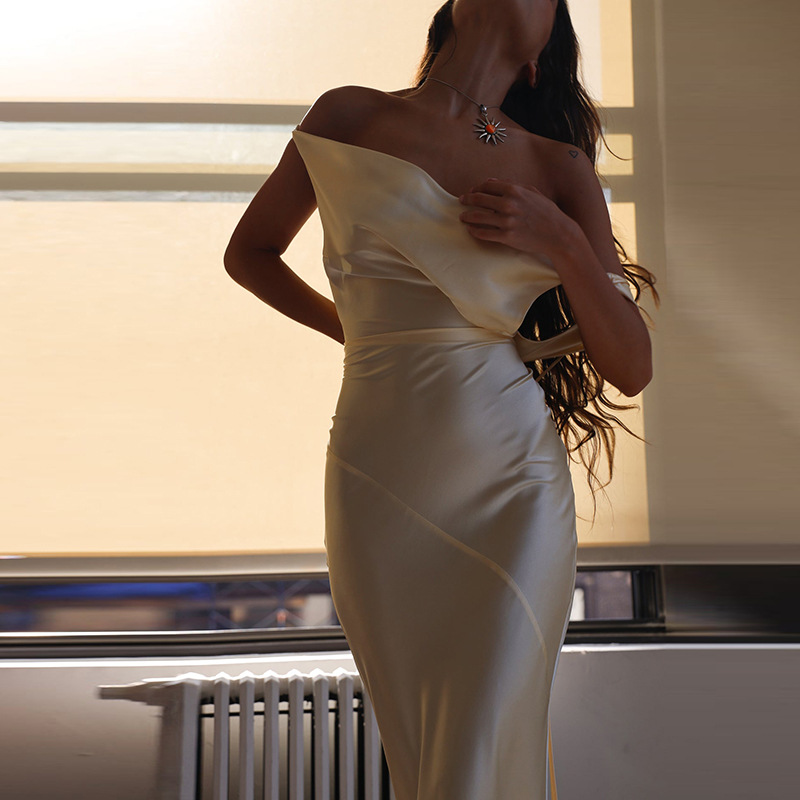 Robe de cocktail longue dos nu pour femme, robe de soirée élégante pour femme, vintage, mince, taille haute
