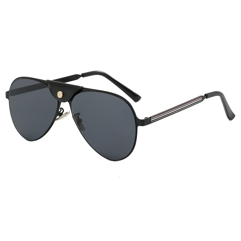 Lunettes de soleil de luxe pour femmes, nouvelle coque en cuir, lunettes de soleil Punk à grande monture, lunettes rétro européennes et américaines, oculaires ovales pour hommes