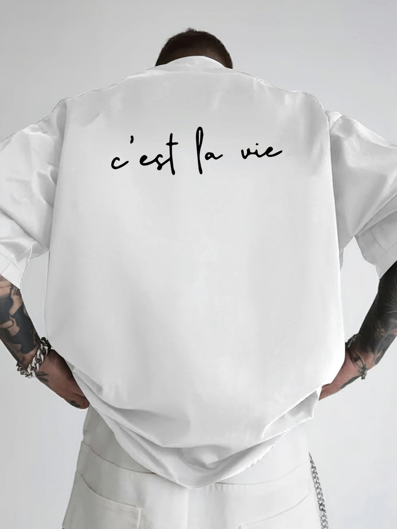 T-shirt pour homme, la vie est comme un spectacle, T-shirt ample pour homme à motif double face pour une attitude dans la vie, vêtements pour hommes, t-shirts