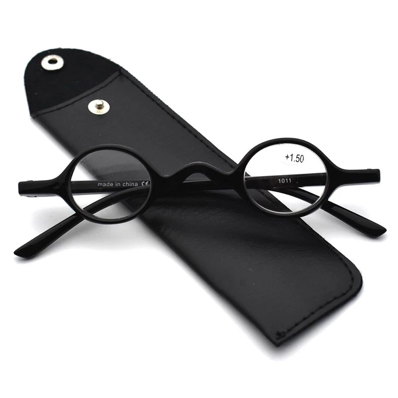 Lunettes de Lecture promenales Classiques Rétro Vintage pour Homme et Femme, Monture Ronde, Intelligentes, à la Mode, avec Sac, + 3.5