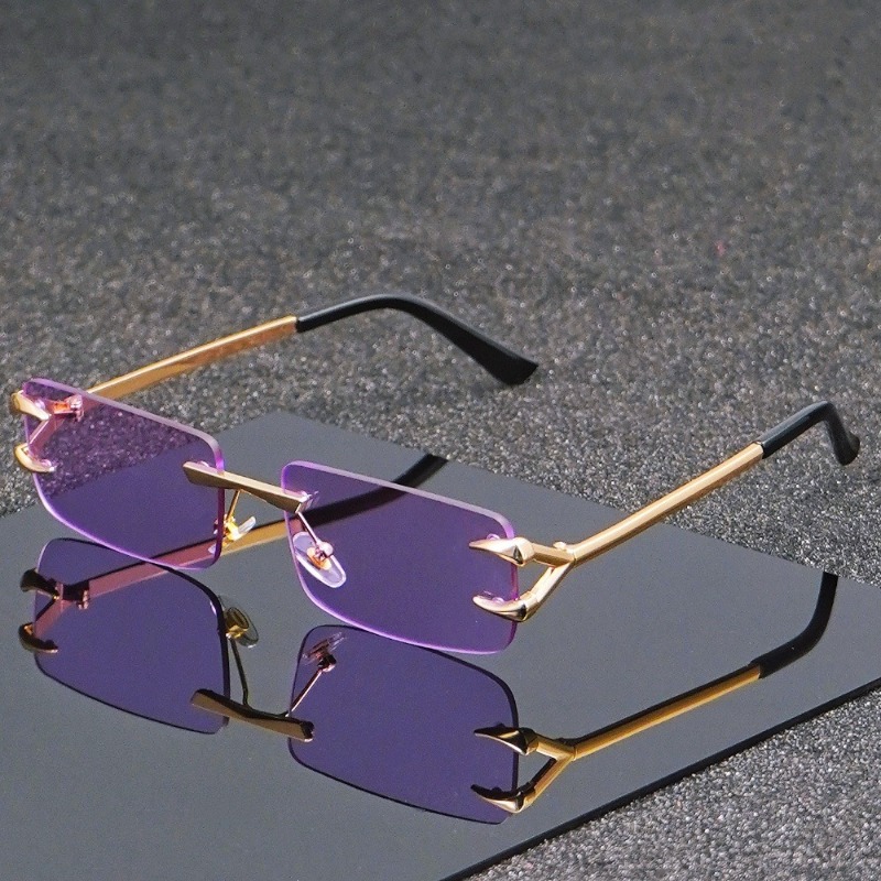 Lunettes carrées décontractées sans cadre en métal pour hommes et femmes, accessoires décoratifs légers pour les activités décontractées