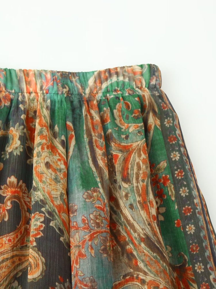 Jupe longue mi-mollet plissée taille haute pour femme, coupe ample, style décontracté vintage, imprimée, toutes saisons, pour les fêtes, Nouveauté 2026