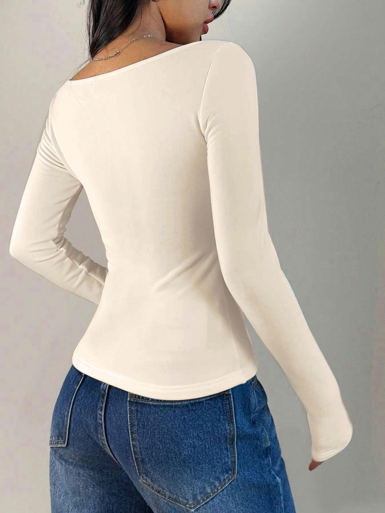 T-shirt pour femmes grandes tailles, style décontracté, épaisseur moyenne confortable pour le printemps et l'automne, design uni ajusté pour les femmes de 25 à 54 ans