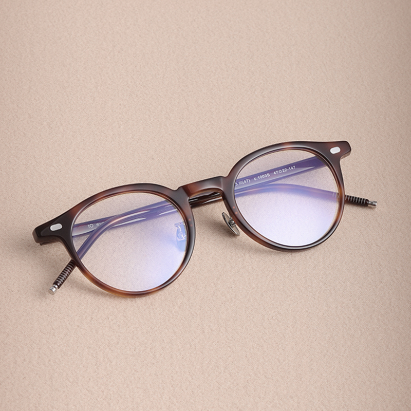 Lunettes rondes rétro classiques pour hommes et femmes, monture Vintage en acétate, japonaise, faite à la main, unisexe, à jante complète