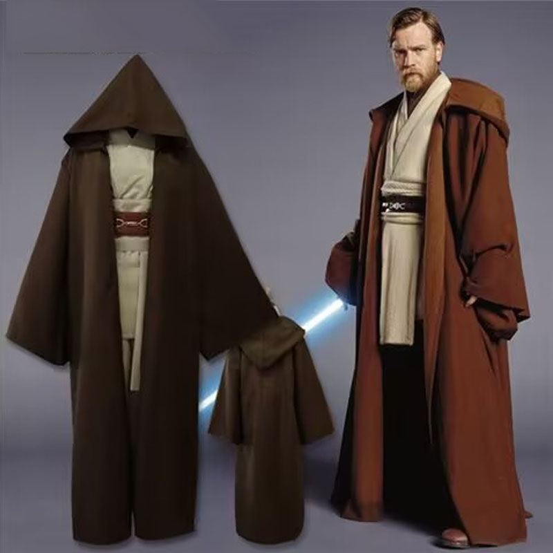 Costume de cosplay Anime Obi Wan Kenobi Jedi, manteau unisexe, uniforme de frère, robe, ensemble complet d'accessoires, tenues de carnaval d'Halloween