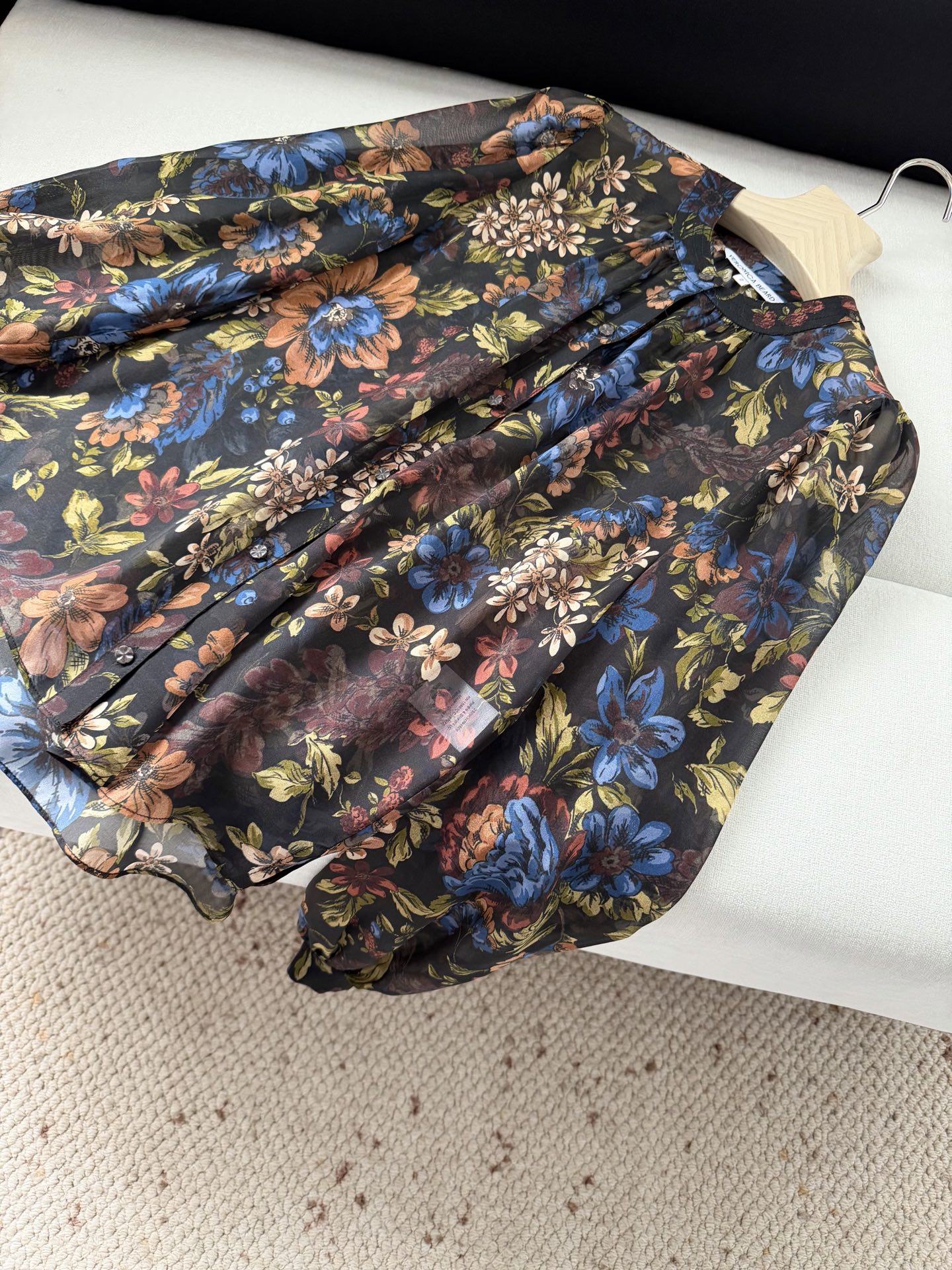 Chemisier à manches longues en soie 100% à imprimé floral de style bohème pour femmes