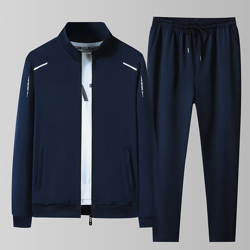 Ensemble de vêtements de sport pour homme, printemps automne, sweat-shirt à col montant fin, pantalon de course, veste légère, costume décontracté tendance en polyester