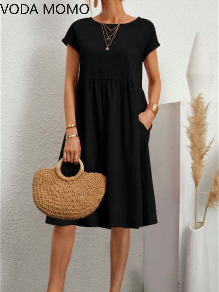 Robe mi-longue en coton pour femmes, élégante, moulante, sexy, ligne A, manches courtes, style bohème, été 2022
