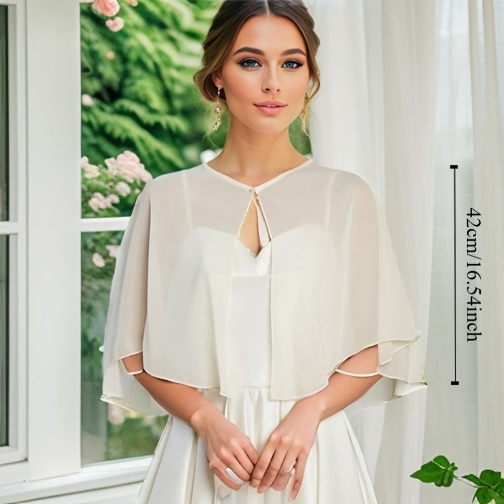 Capelet en mousseline transparente tendance, design léger, style élégant, châles doux pour robe de soirée, idéal pour les soirées.