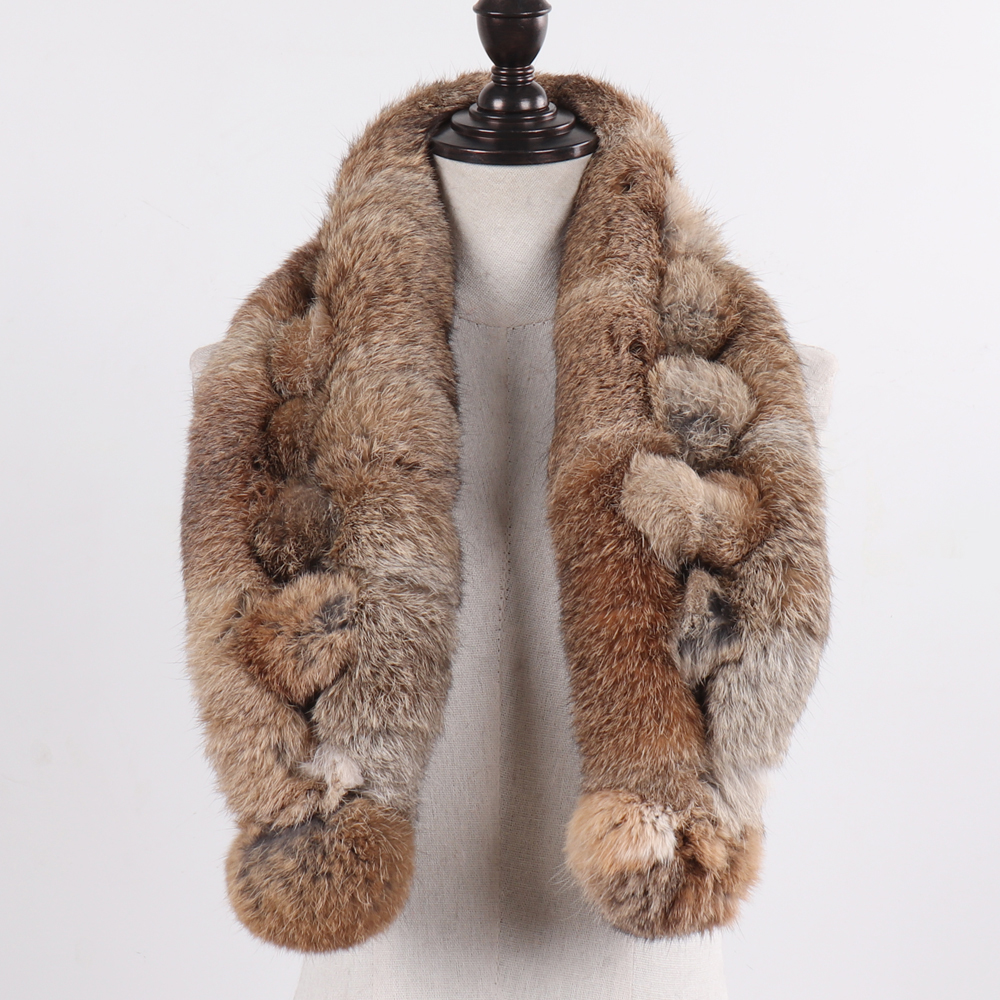 Nouvelle marque dame 100% naturel lapin fourrure écharpe femmes hiver épais chaud réel fourrure foulard russie femme en plein air fourrure foulards