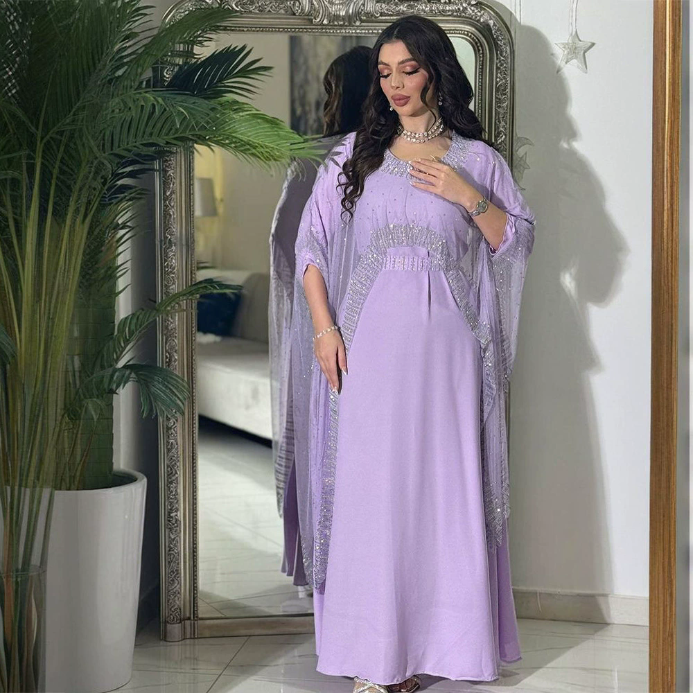Dubaï marocain arabie saoudite musulmane luxe mode femmes vêtements Abaya diamant ensemble Robe Robe de soirée islamique Ramadan Robe