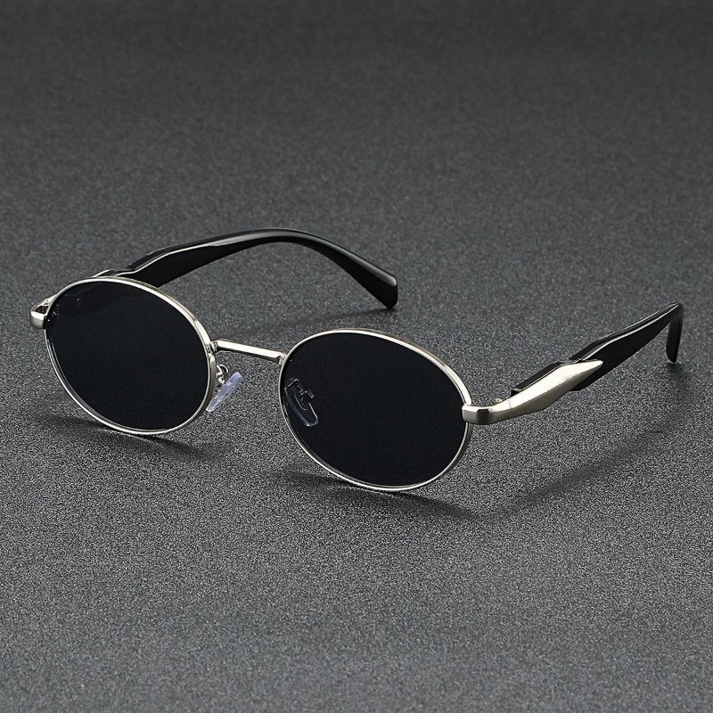 Lunettes de soleil ovales rétro pour femmes, lunettes de protection UV pour hommes, tendance, en métal haut de gamme, protection UV400