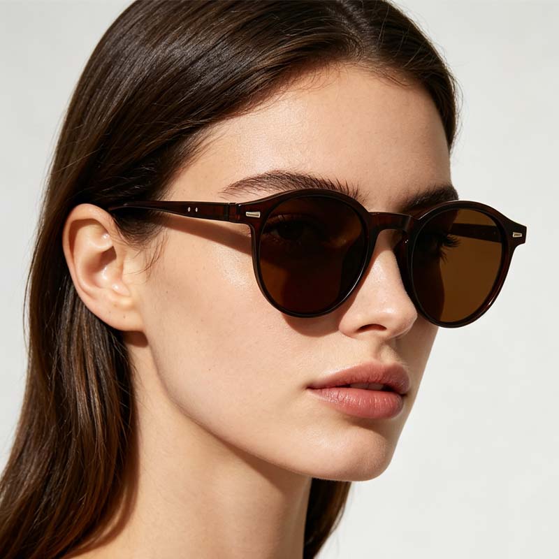 Lunettes de soleil polarisées rondes rétro pour femmes, style mode, avec rivets, protection UV400, motif léopard, pour fêtes, tendance, pour hommes, style punk