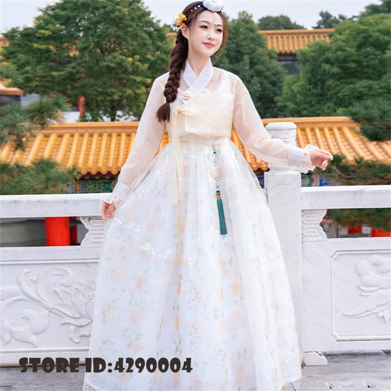 Robe Hanbok Coréenne pour Femme, Costume Traditionnel Ancien pour Spectacle de Danse Folklorique, Tenue de Scène pour Mariage ou Fête, Costume de Danse de la Cour des Minorités