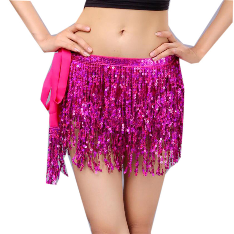 Jupe à paillettes pour femmes, danse du ventre, hanche, Mini écharpe à pampilles, ceinture enroulée Rave, Costume de fête pour spectacle sur scène, tenue de Cowgirl