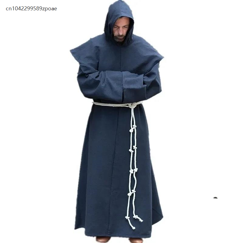 S-5XL Renaissance moine clergé épaule vêtements frère Costume religieux Saint Robe hommes prêtre capuche Halloween Cosplay Costume