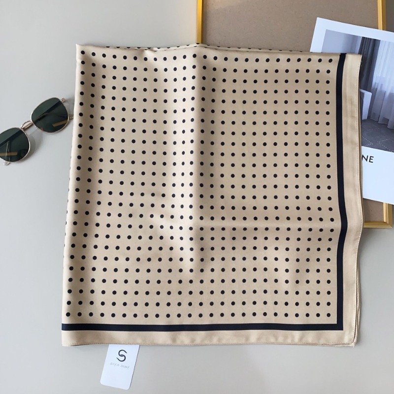Écharpe à motif de pois de 90cm pour femmes, écharpe fine en sergé de soie Imitation pour printemps et été, châle Turban à la mode et polyvalent