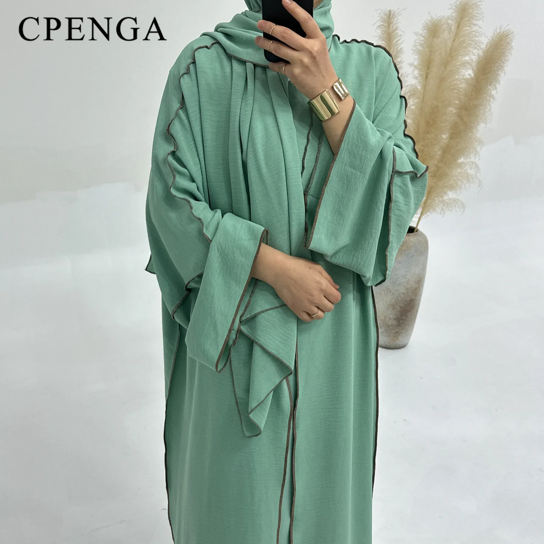 Robe musulmane modeste pour femmes, Hijab uni arabe, Abaya, Ramadan, Vêtements islamiques, Turquie, Robes à manches longues avec intérieur, 3 pièces