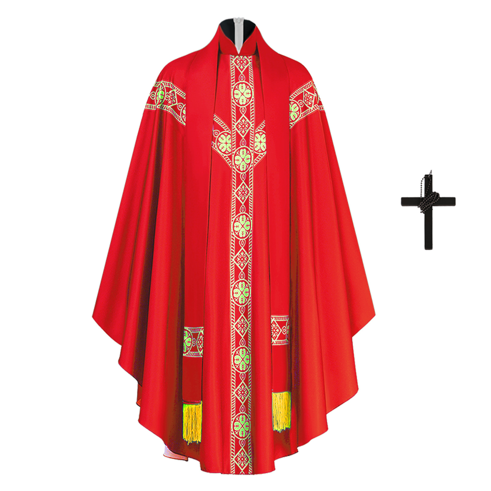 Chasubles de prêtre catholique avec étole et croix, vêtement liturgique traditionnel pour le père des communautés catholiques, robe de Messe, costume d'Halloween