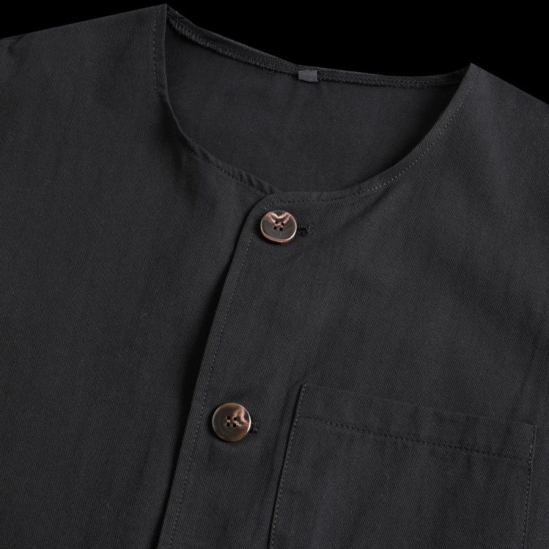 Gilet décontracté japonais pour hommes, Style de vêtements de travail rétro, détail de poche 100% coton, coupe ample pour les travaux en plein air et au café