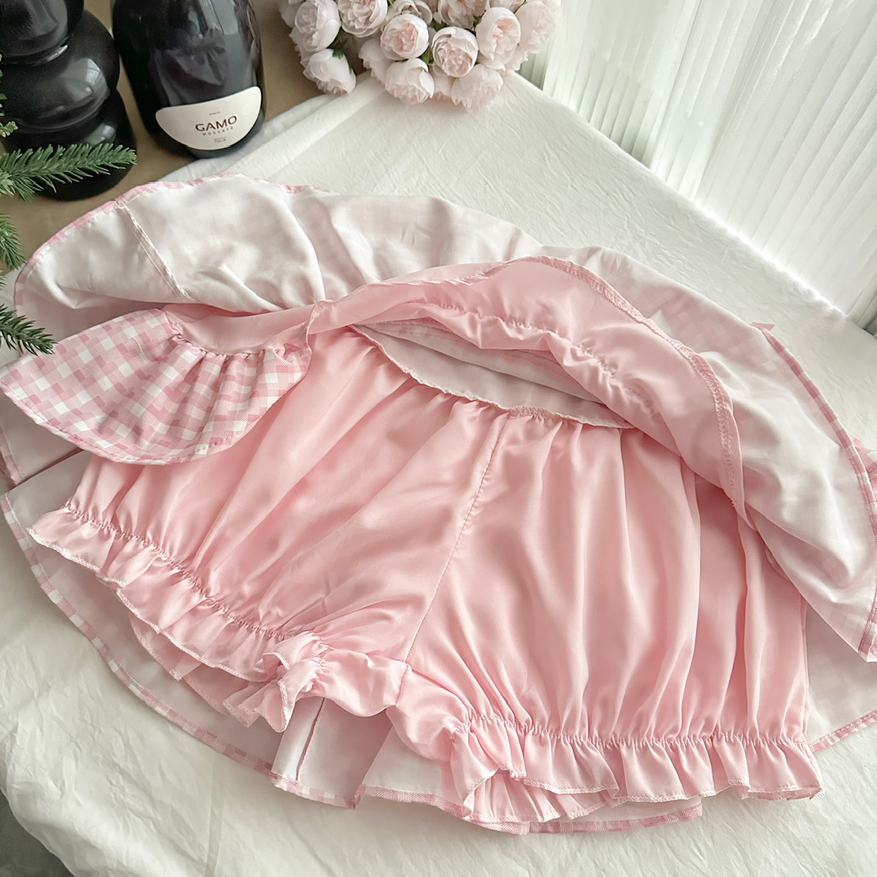 Ensemble 2 pièces japonais Kawaii Lolita élégant pour femmes, Mini jupe rose Y2k avec nœud, costume de princesse douce Chic, tenues d'été
