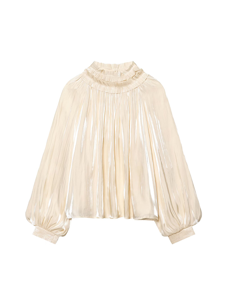 Chemisier Élégant pour Femme Printemps 2026 Nouvelle Collection – Blouse Chic à Col Volanté Ample et Manches Longues pour le Bureau – Haut Doux et Confortable pour les Trajets Quotidien