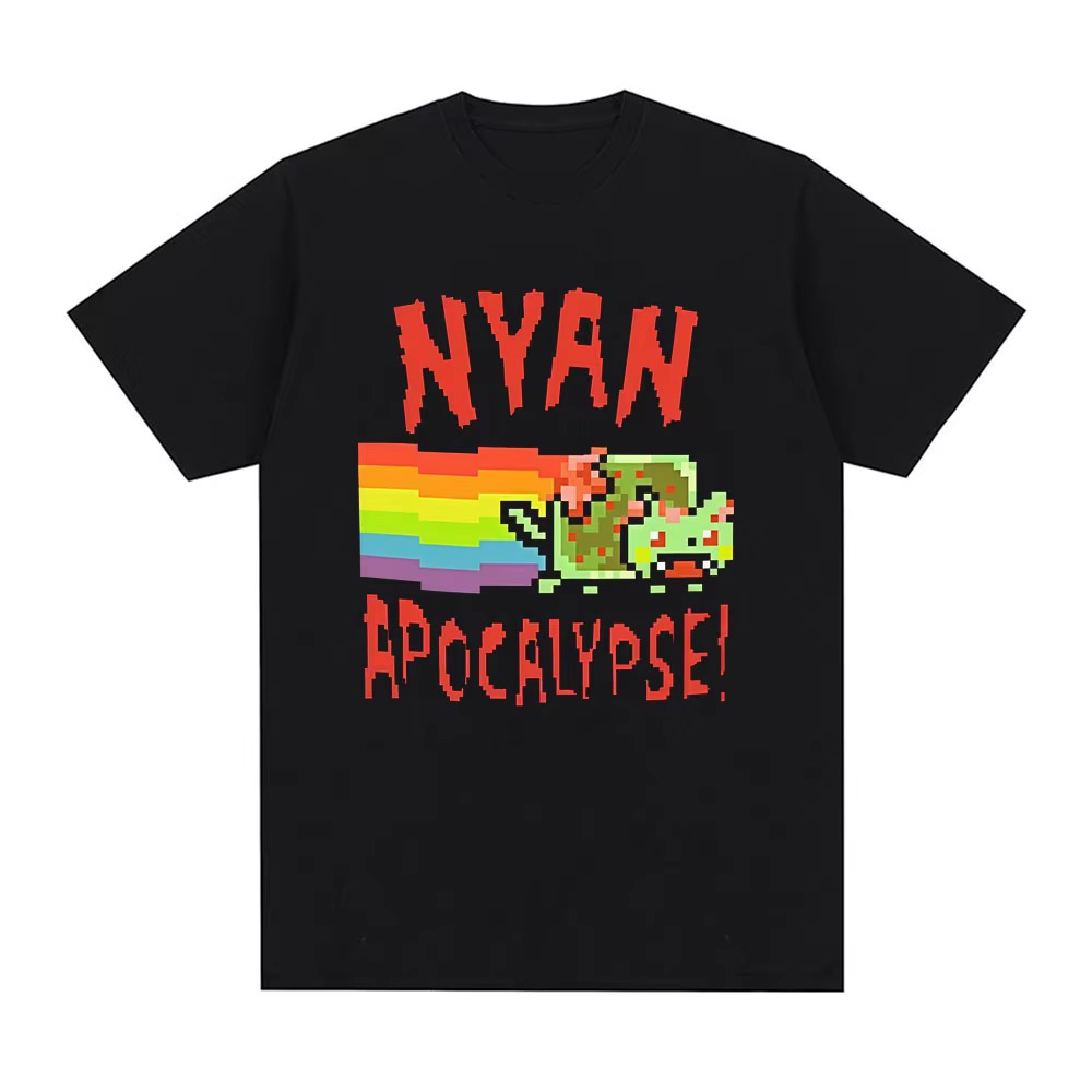 T-shirt Nyan Rainbow Cat Funny Meme pour hommes et femmes, vêtements décontractés à la mode, Kawaii Harajuku, T-shirts à manches courtes, Streetwear