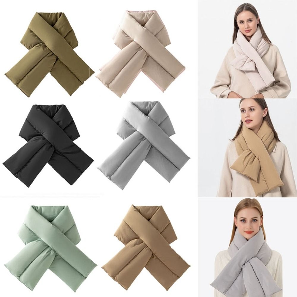Nouveau foulard d'hiver en coton coupe-vent épaissi anneau croisé foulards chaud Camping vers le bas coton écharpe femmes hommes