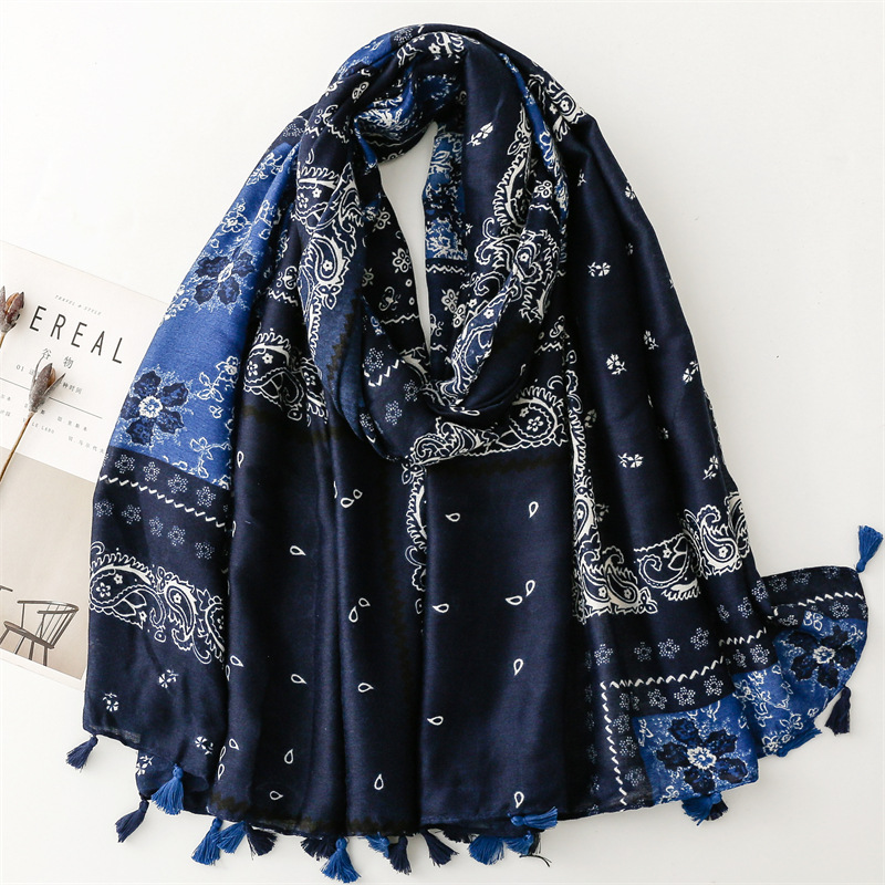 Écharpe en coton à pampilles florales Paisley, châle en Viscose respirant, protection solaire décontractée, écharpes de voyage pour femmes musulmanes, Hijab Sjaal, hiver 2026