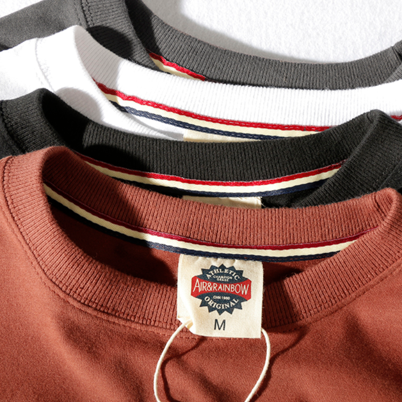 T-shirt à manches longues pour homme, pur coton délavé, DistMurcia, Chimy brossé, printemps et automne